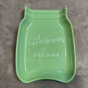 HOME ESSENTIALS LARGE CERAMIC MASON JAR SHAPED SPOON REST GREEN